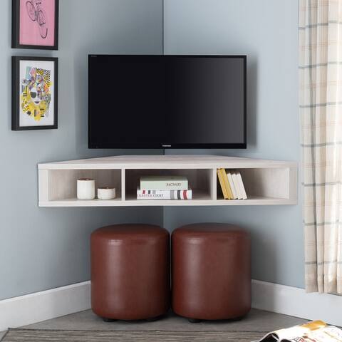 Freya Modern White Oak Wall-Mount Corner Media Console