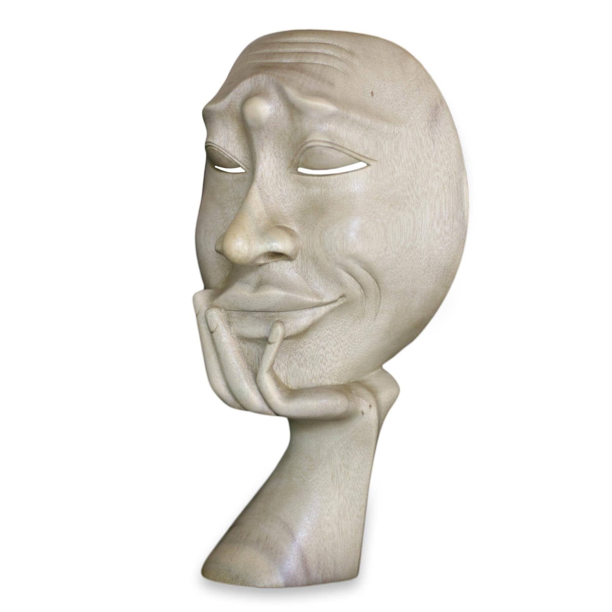Quiet Moment Mask Face in Hand Sculpture Modern Art Deco Statue 20/" OVERSTOCK