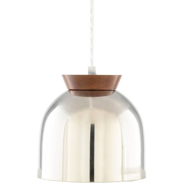 slide 2 of 2, Artistic Weavers Konicek Chrome & Wood Modern 1-light Pendant - 6" x 6" x 6"