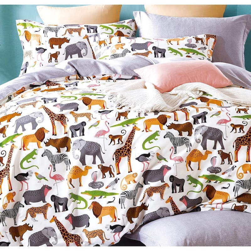 Porch & Den Brauner Animal Print Cotton 3-piece Queen/Full Comforter Set