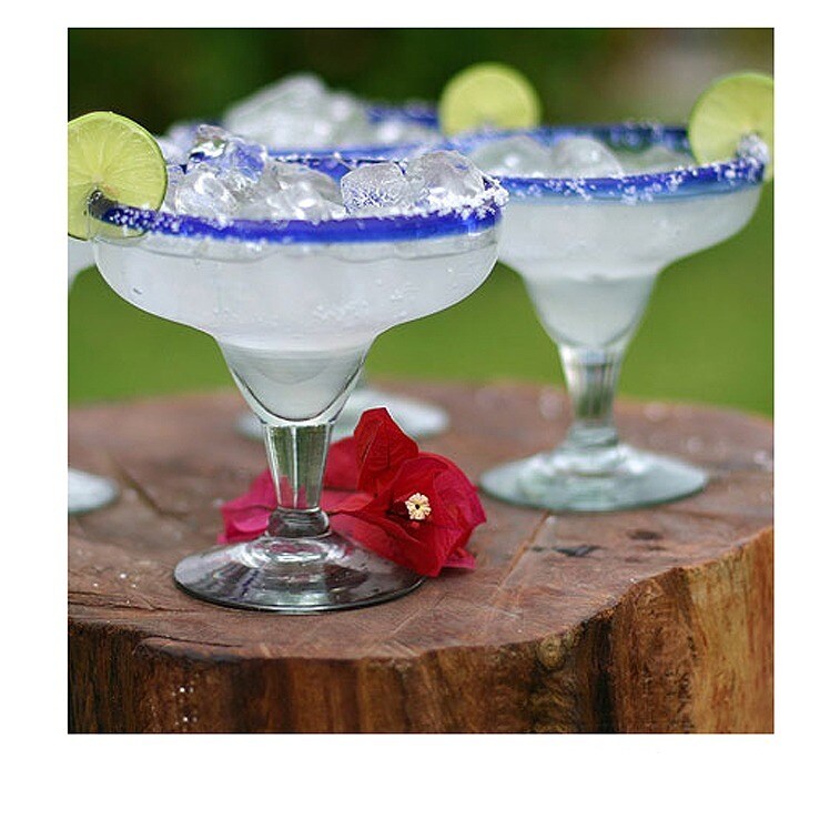 Shop Set of 4 Clear Cobalt Blue Barware Handmade Cocktail Margarita Glasses (Mexico) Free