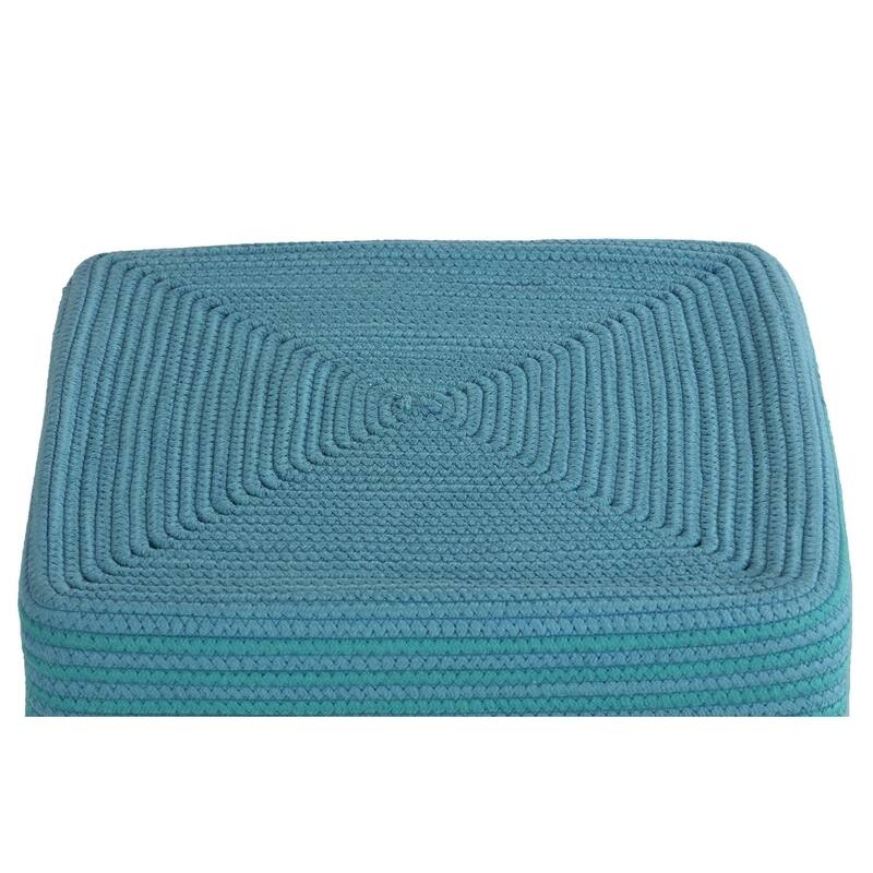 Cortesi Home Macon Square Rope Pouf Ottoman, Grey and White