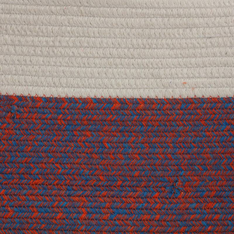 Cortesi Home Macon Square Rope Pouf Ottoman, Grey and White