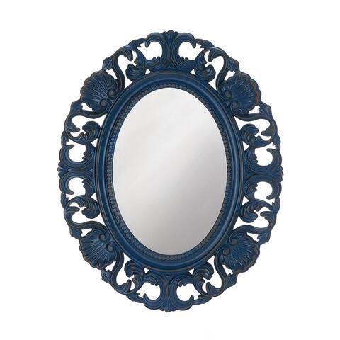 Vintage Style Blue Oval Wall Mirror
