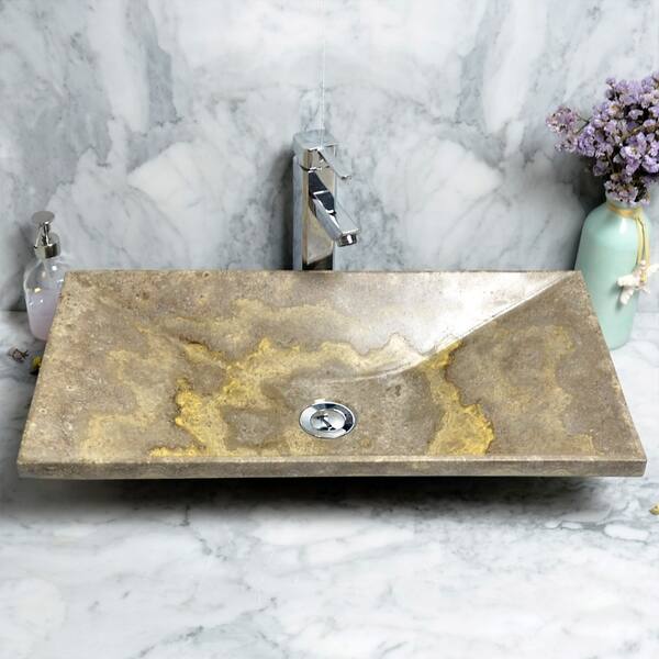 Excelent travertine pedestal sink Sophie Rectangular Single Bowl Travertine Sink N A On Sale Overstock 28594628