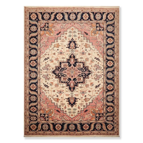 Hand Knotted Wool Persian Oriental Area Rug Traditional Heriz Medallion (8'10"x11'11") - 8'10" x 11'11"