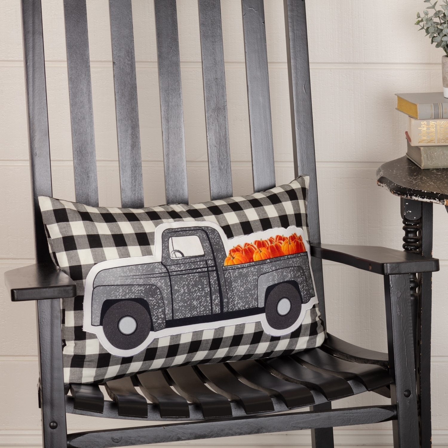 buffalo check pumpkin pillow