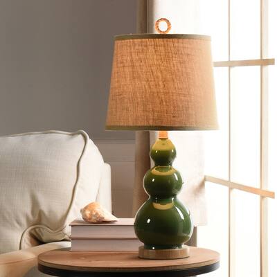 The Curated Nomad Nayla Nautical Green Table Lamp with Burlap Shade