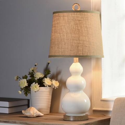 The Curated Nomad Nayla Nautical White Table Lamp with Burlap Shade