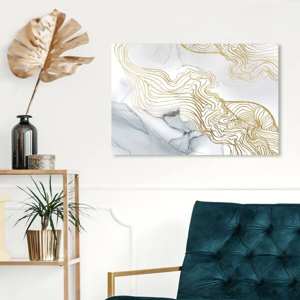 Shop Oliver Gal Sublime Perception Light Abstract Wall Art Canvas Print Gold Blue Overstock 28595222 60 X 40