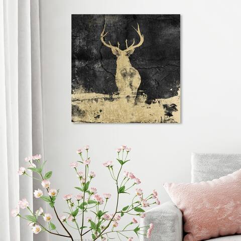 Oliver Gal 'Gold Stag' Animals Wall Art Canvas Print - Gold, Black
