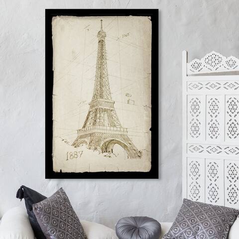 Oliver Gal 'Eiffel Tower 1887' Architecture and Buildings Wall Art Canvas Print - Gold, White