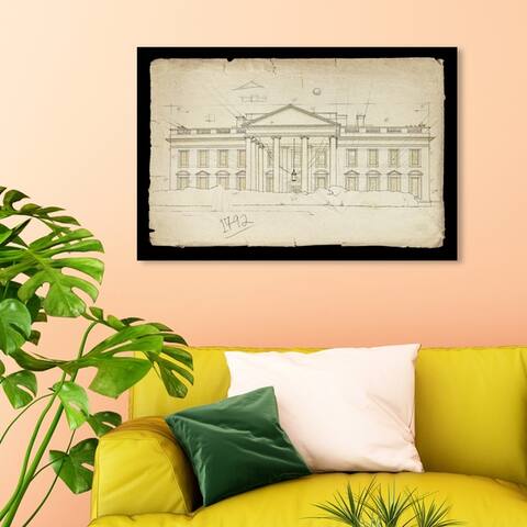 Oliver Gal 'The White House 1792' Architecture and Buildings Wall Art Canvas Print - White, Black