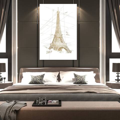 Oliver Gal 'Golden Eiffel Tower' Architecture and Buildings Wall Art Canvas Print - Gold, White
