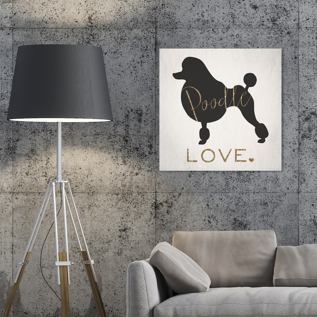 Oliver Gal 'Poodle Love' Animals Wall Art Canvas Print - Gold, Black