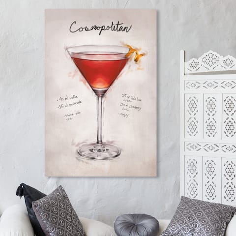 Oliver Gal 'Cosmopolitan' Drinks and Spirits Wall Art Canvas Print - Red, Gray