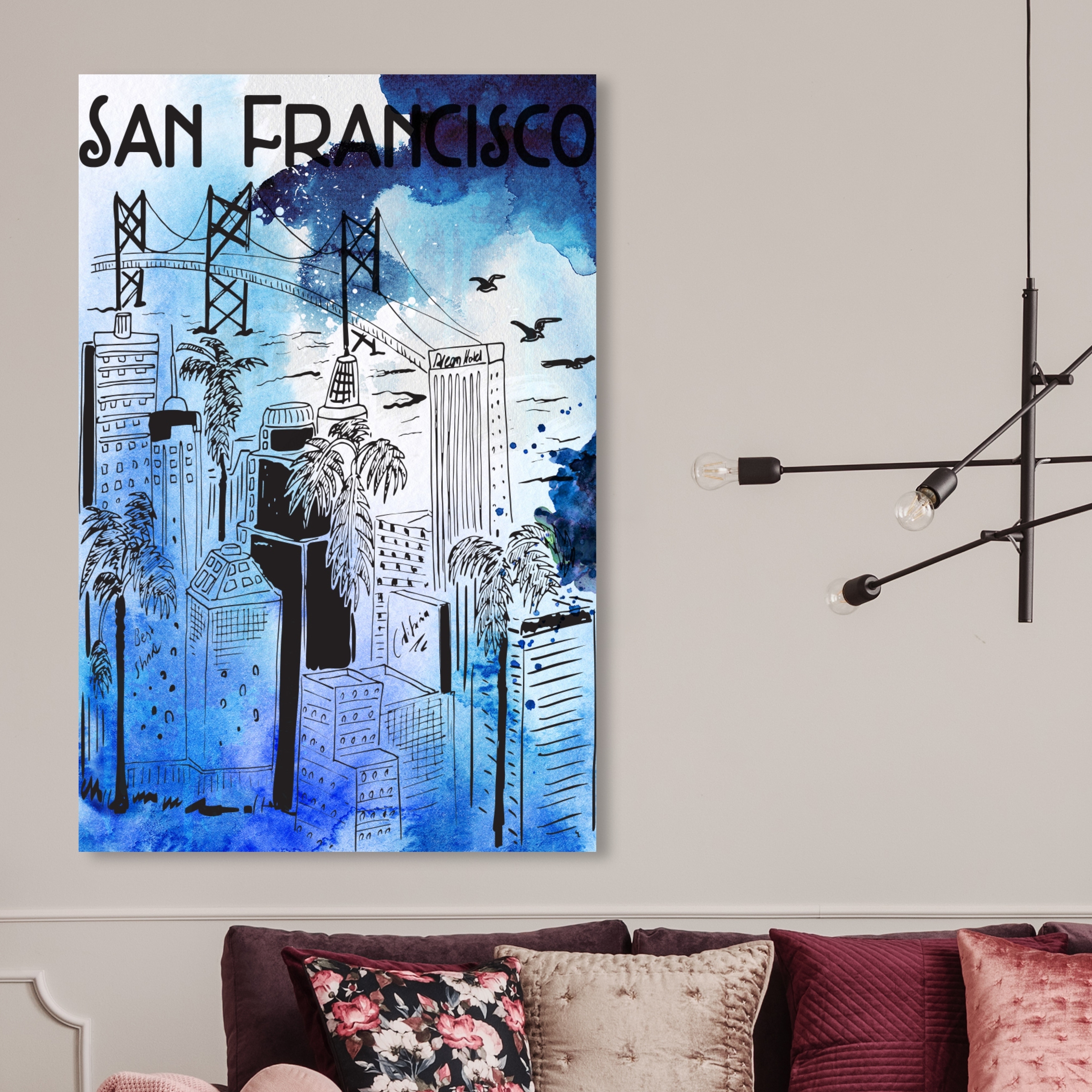 Shop Oliver Gal San Francisco Cities And Skylines Wall Art Canvas Print Blue White Overstock 28595665