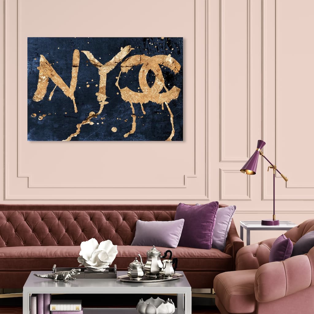 Oliver Gal 'The Big City Navy ' Fashion and Glam Wall Art Canvas Print - Blue, Gold