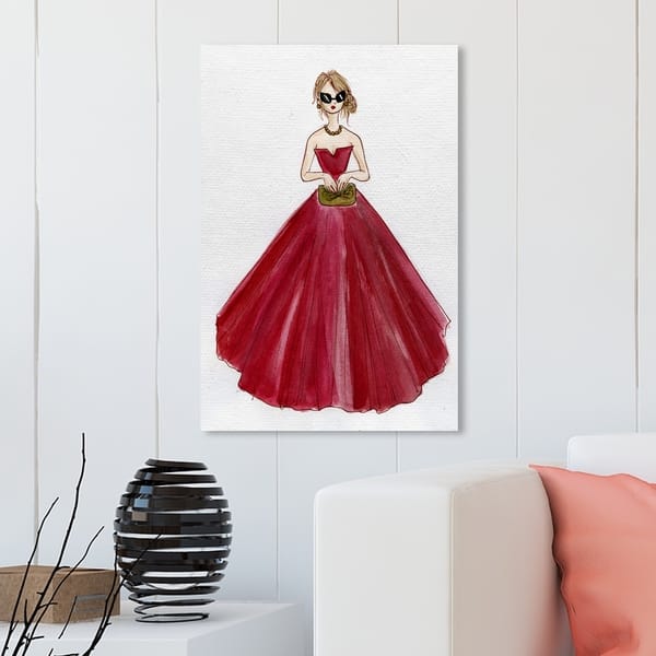 Oliver Gal 'Red Dress Fashion Outing' Fashion and Glam Wall Art Canvas  Print - Red, White - Bed Bath & Beyond - 28595892