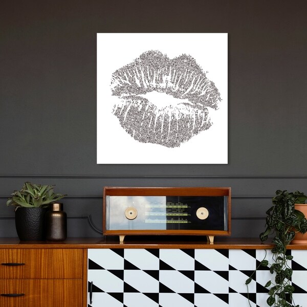Oliver Gal 'Simple Kiss Opal Gray' Fashion and Glam Wall Art
