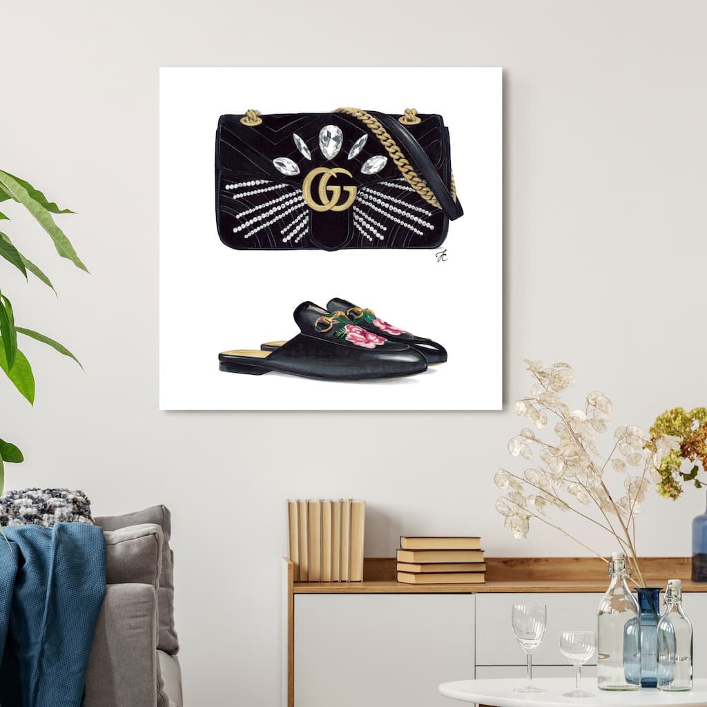 Oliver Gal 'Doll Memories - Favorite Fashion Combo' Fashion and Glam Wall Art Canvas Print - Black, Gold