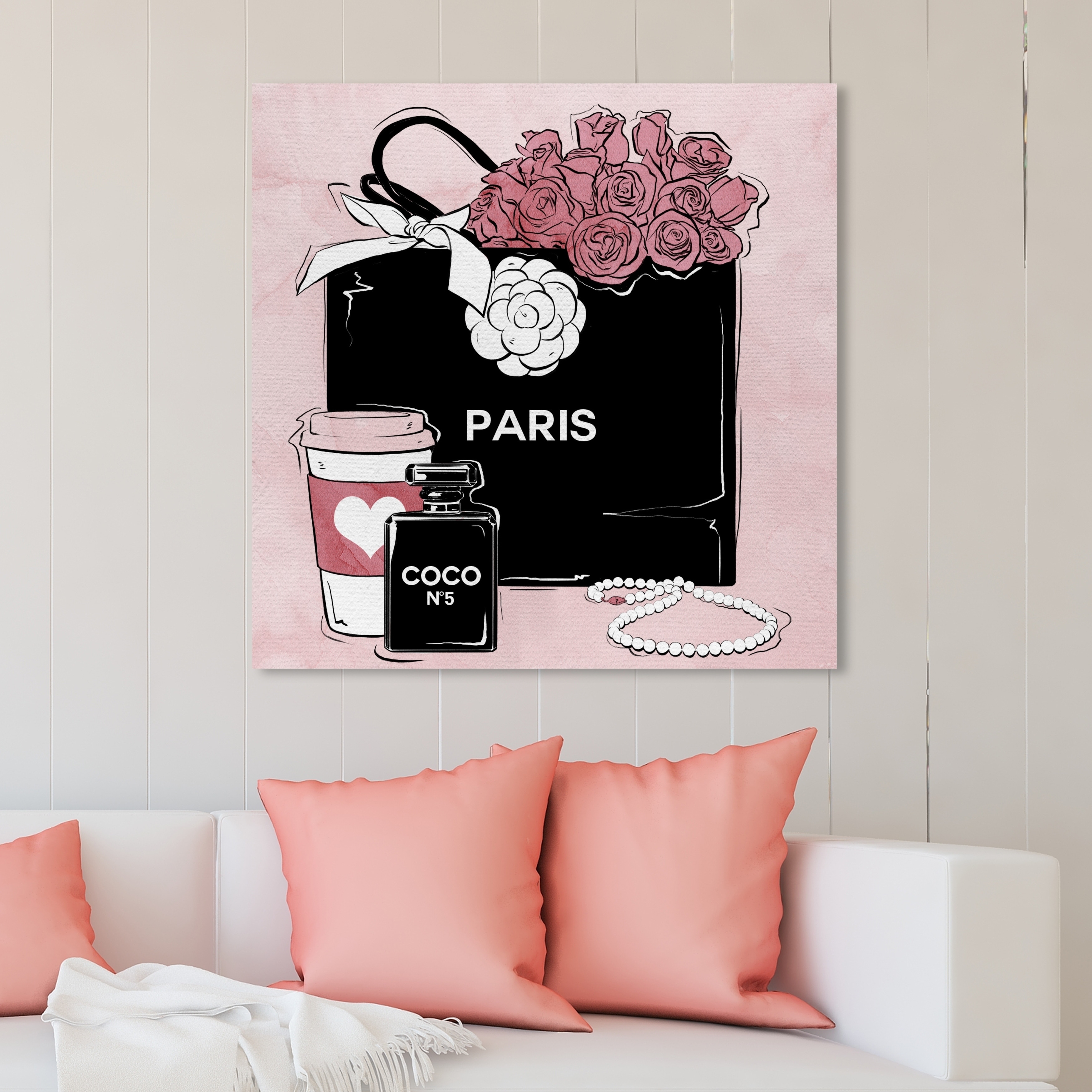 Oliver Gal 'Shopping and Coffee' Fashion and Glam Wall Art Canvas