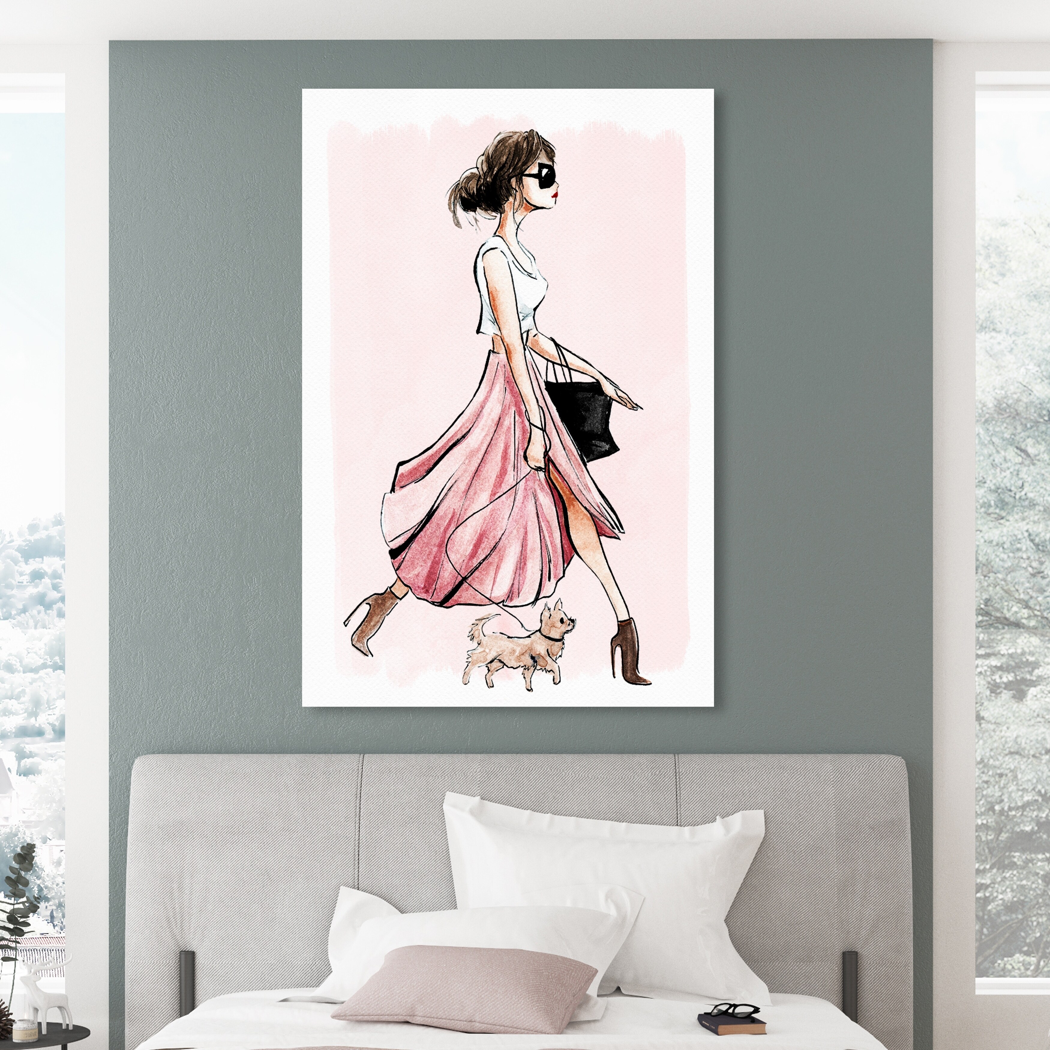 Oliver Gal Fancy Doxieキャンバスアート 51x51cm Oliver Gal 'Dog Walk Couture PINK' Fashion and Glam Wall Art