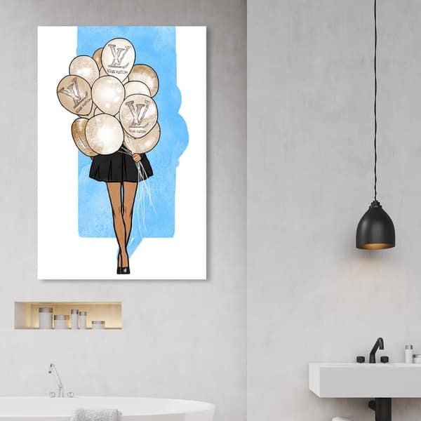 Oliver Gal 'Balloon Girl Blue' Fashion and Glam Wall Art Canvas Print -  Black, Gold - Bed Bath & Beyond - 28596307