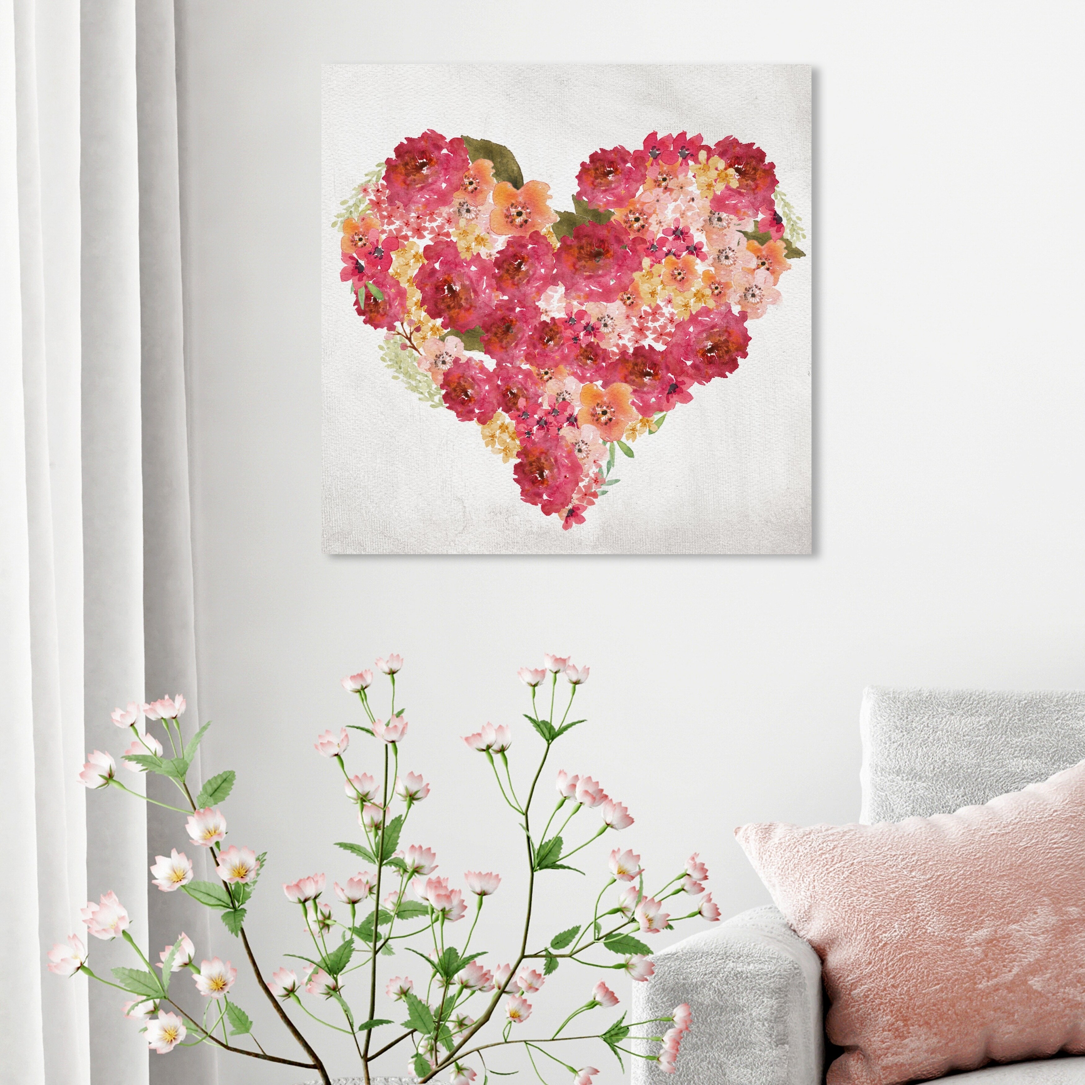 Red and Pink Hearts Freamed Canvas Art Print