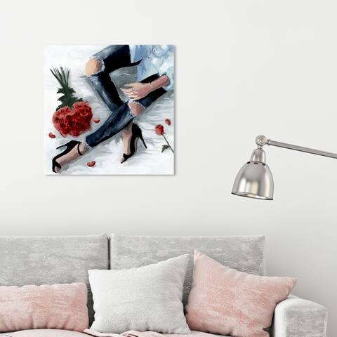 Oliver Gal 'Romantic Jeans Fall' Fashion and Glam Wall Art Canvas Print - Blue, Red