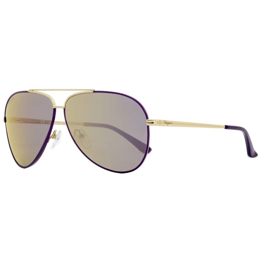 Ferragamo Women's 60mm Shiny Light Gold and Purple Sunglasses
