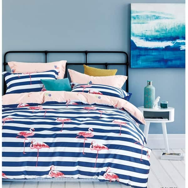 Shop Porch Den Imnaha Flamingo Stripe Cotton Queen Full Duvet