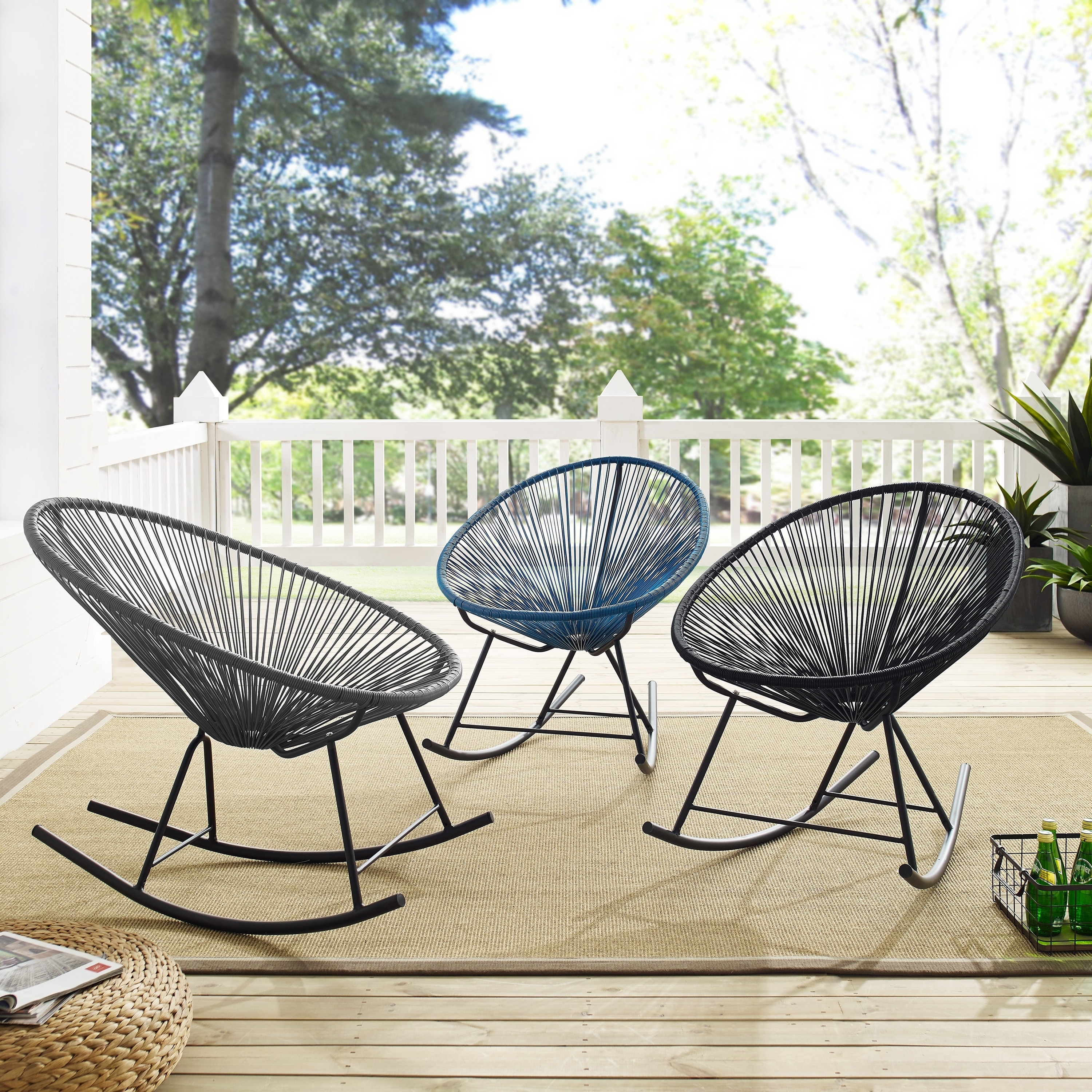 Shop Corvus Sarcelles Modern Wicker Patio Rocking Chairs Set Of 2