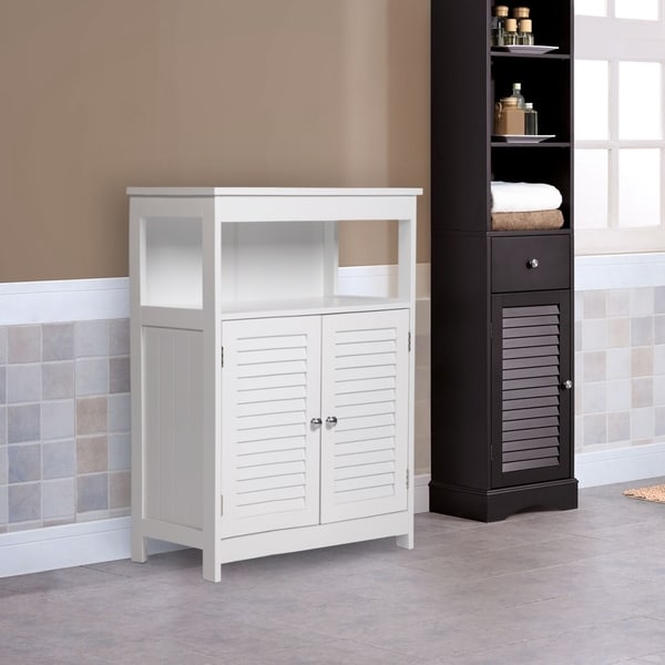 Home Garden Floor Cabinet Bathroom Entryway Storage 2 Doors Free