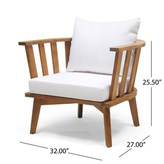 Whitehall Outdoor 4 Seater Acacia Wood Club Chairs and Fire Pit Set by Christopher Knight Home