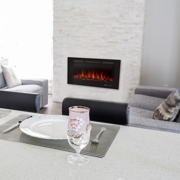 Shop Glitzhome Recessed Wall Mounted Electric Fireplace Ships To