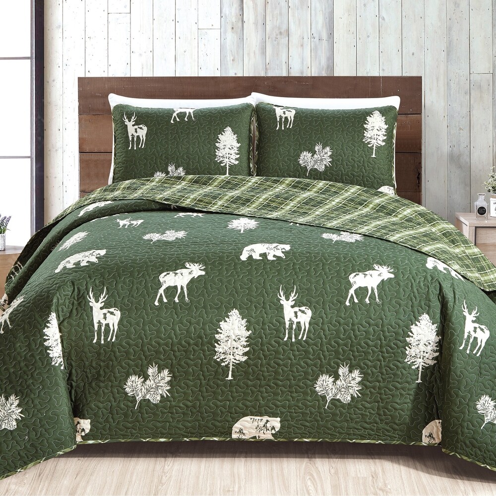 Remington Bear Log Cabin Lodge Damask Standard Pillowcase Set 
