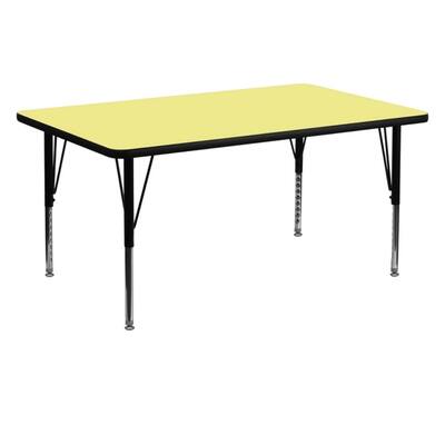 Offex 30"W x 60"L Rectangular Yellow Thermal Laminate Activity Table with Height Adjustable Short Legs - N/A