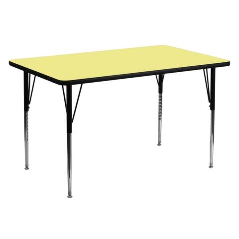 Offex 30"W x 60"L Rectangular Yellow Thermal Laminate Activity Table with Standard Height Adjustable Legs - N/A