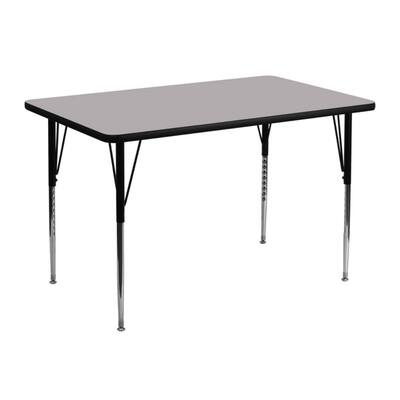 Offex 30"W x 48"L Rectangular Grey Thermal Laminate Activity Table with Standard Height Adjustable Legs - N/A