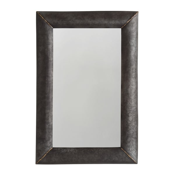 Galvanized Black/True Brass Metal Frame Mirror - Galvanized Black & True Brass