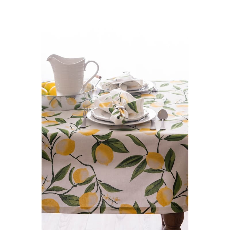 DII Lemon Bliss Print Tablecloth 70 Round