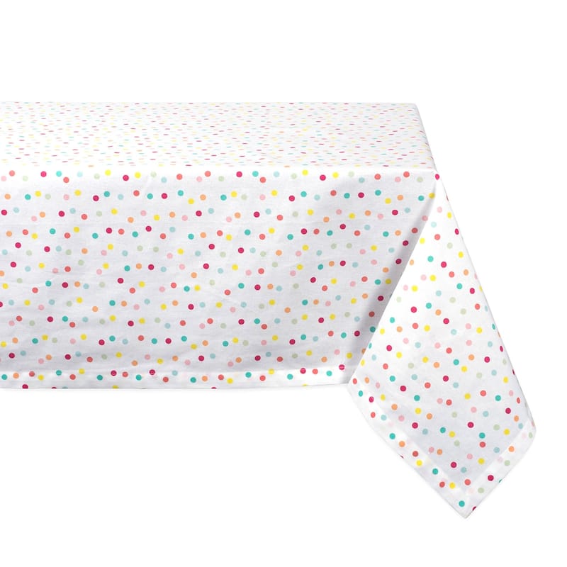DII Lemon Bliss Print Tablecloth 70 Round - 60x104" - Polka Dots