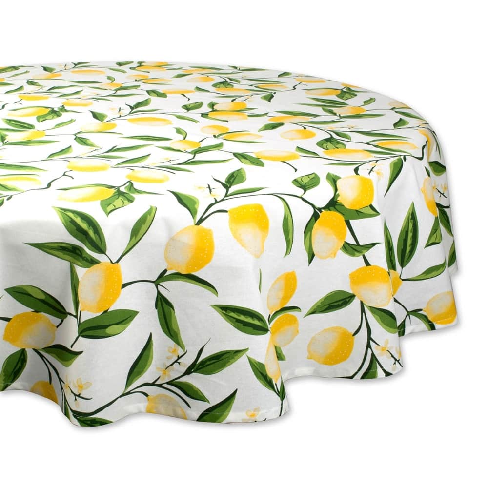 DII Lemon Bliss Print Tablecloth 70 Round