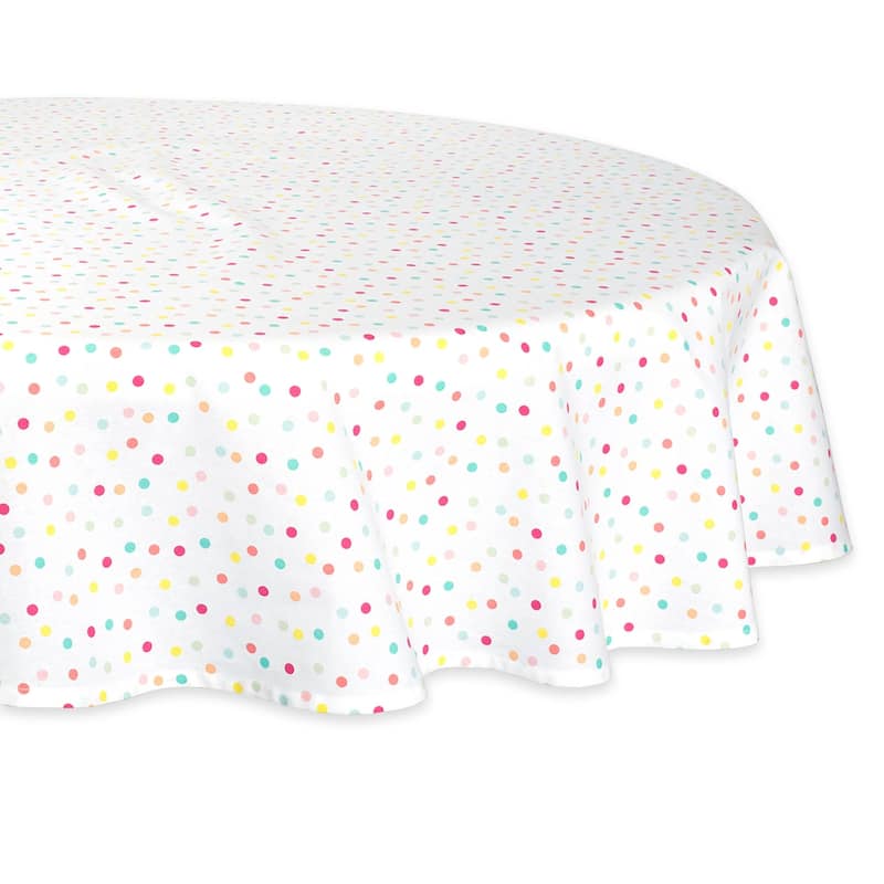 DII Lemon Bliss Print Tablecloth 70 Round - 70" Round - Polka Dots