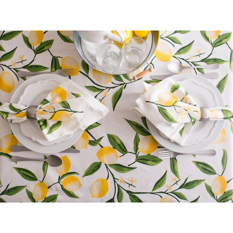 DII Lemon Bliss Print Tablecloth 70 Round