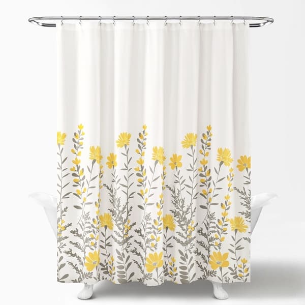 Porch Den Maidenfern Grey Yellow Flower Shower Curtain Overstock Porch Den Maidenfern Grey Yellow Flower Shower Curtain Overstock