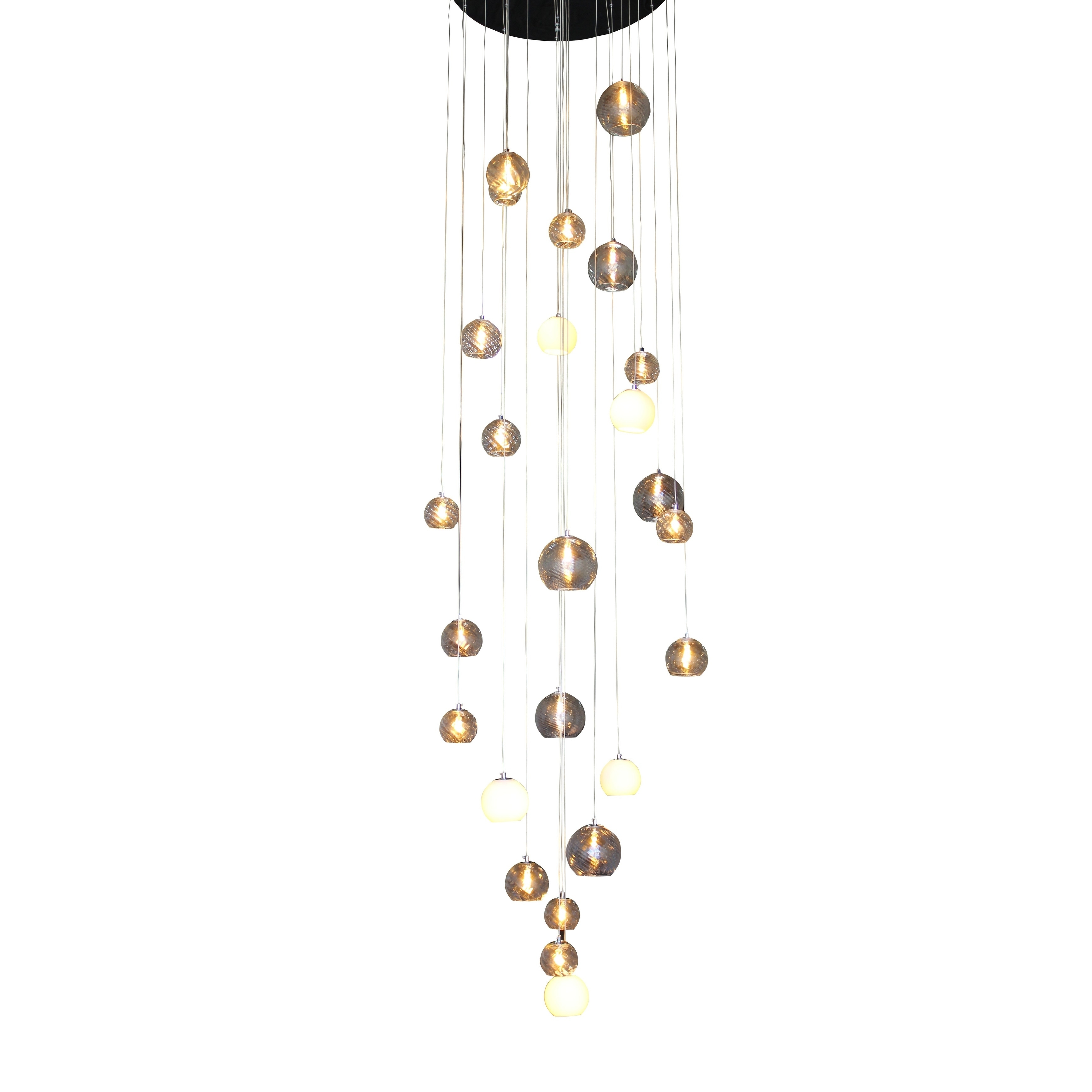 Belleza 25 Light Glass Sphere Round LED Chandelier, Brushed Nickel - N/A - Chandeliers For Bedrooms by Overstock.com