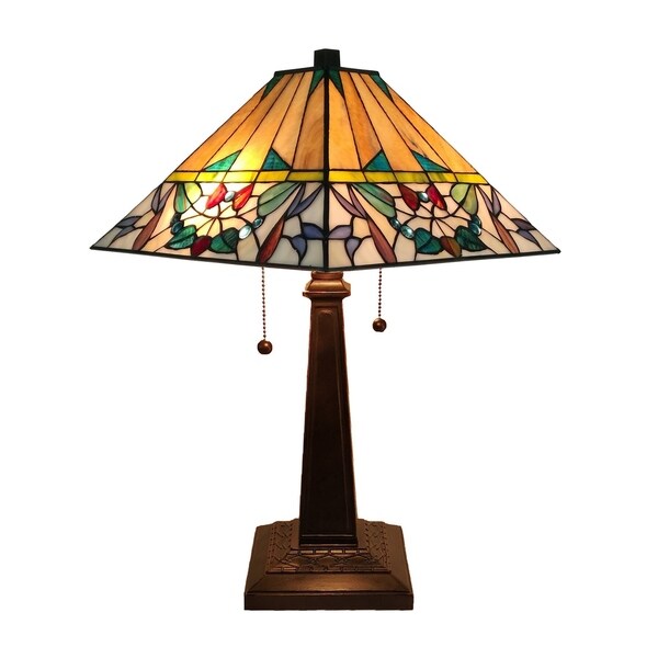 Shop Tiffany Style Table Lamp Mission 22" Tall Stained ...