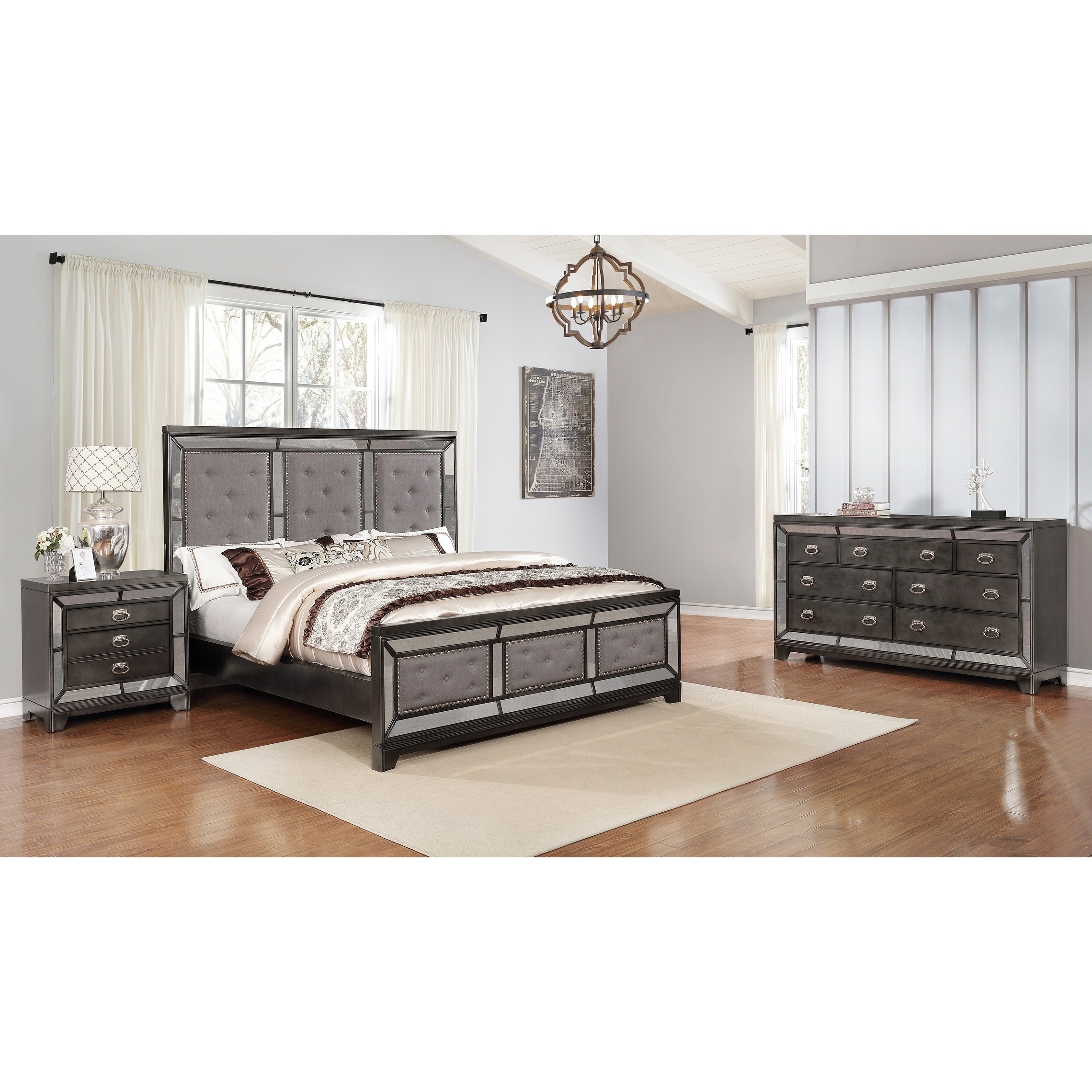 Best Quality Furniture Victoria 3 Piece Bedroom Set With Extra Nightstand Chest And Vanity Set